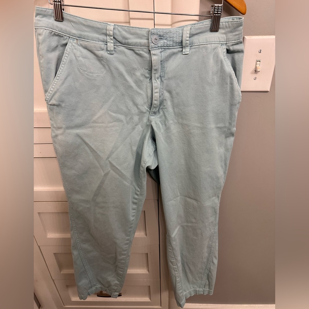 Anthropologie Womens Chino Relaxed Cropped 32 14 Blue Pockets Casual aqua blue